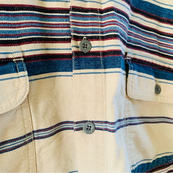 Arizona Mens Cotton Striped Western Style Button Down Long Sleeve Shirt | Medium - Picture 4 of 6